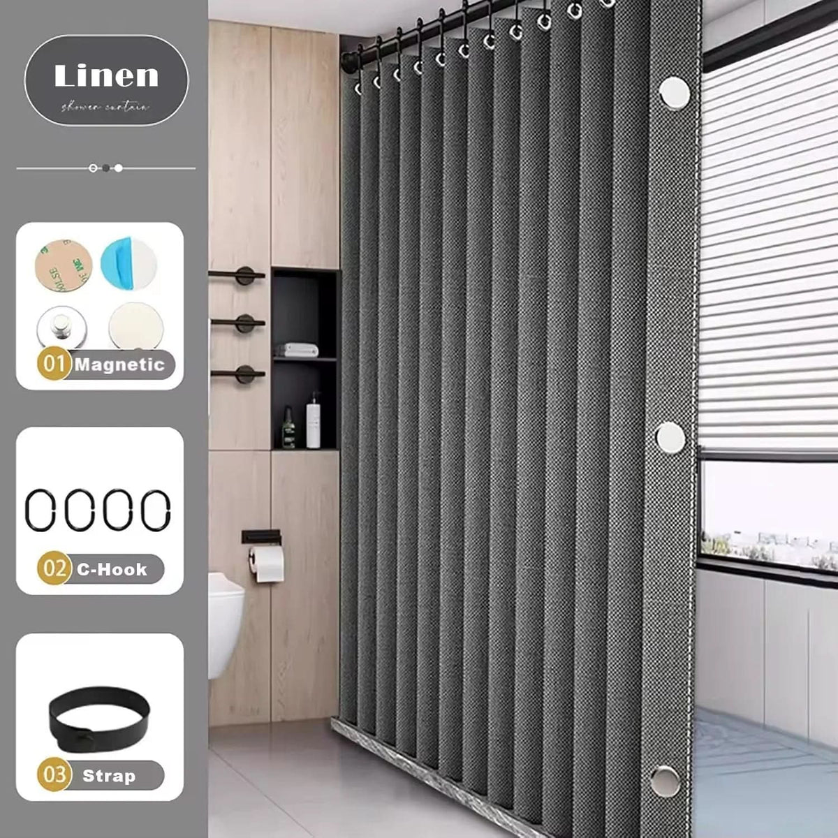 Space-Saving Shower Curtain for Modern Bathrooms