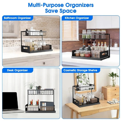 Sliding Organizer for Under Sink – 2-Tier Cabinet Storage