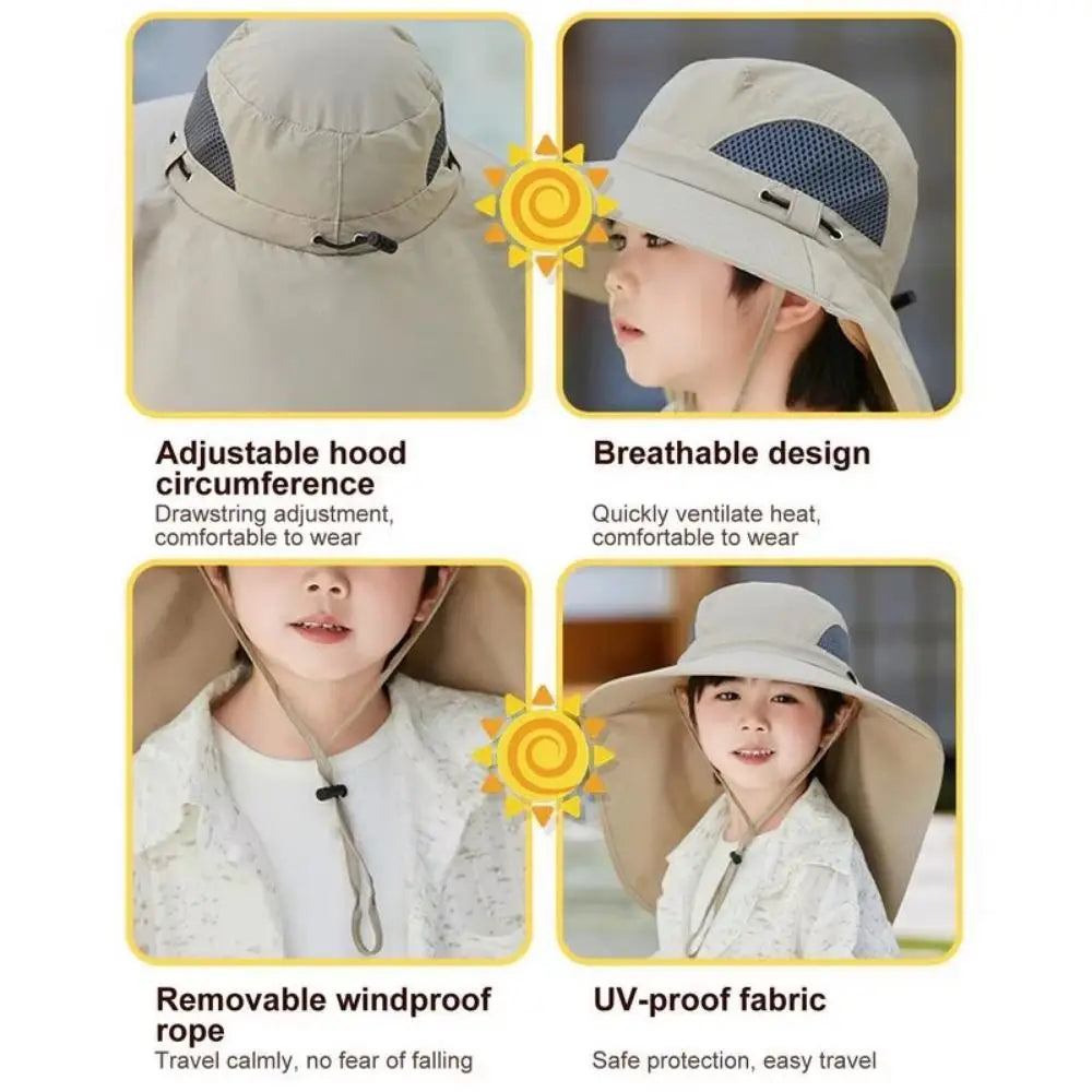 Kids' Adjustable Sunshade Hat with Solar Fan