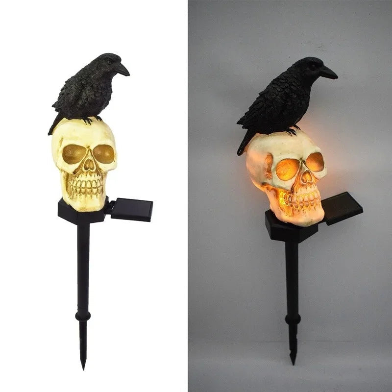 Solar-Powered Halloween Skull Light for Spooky Nights