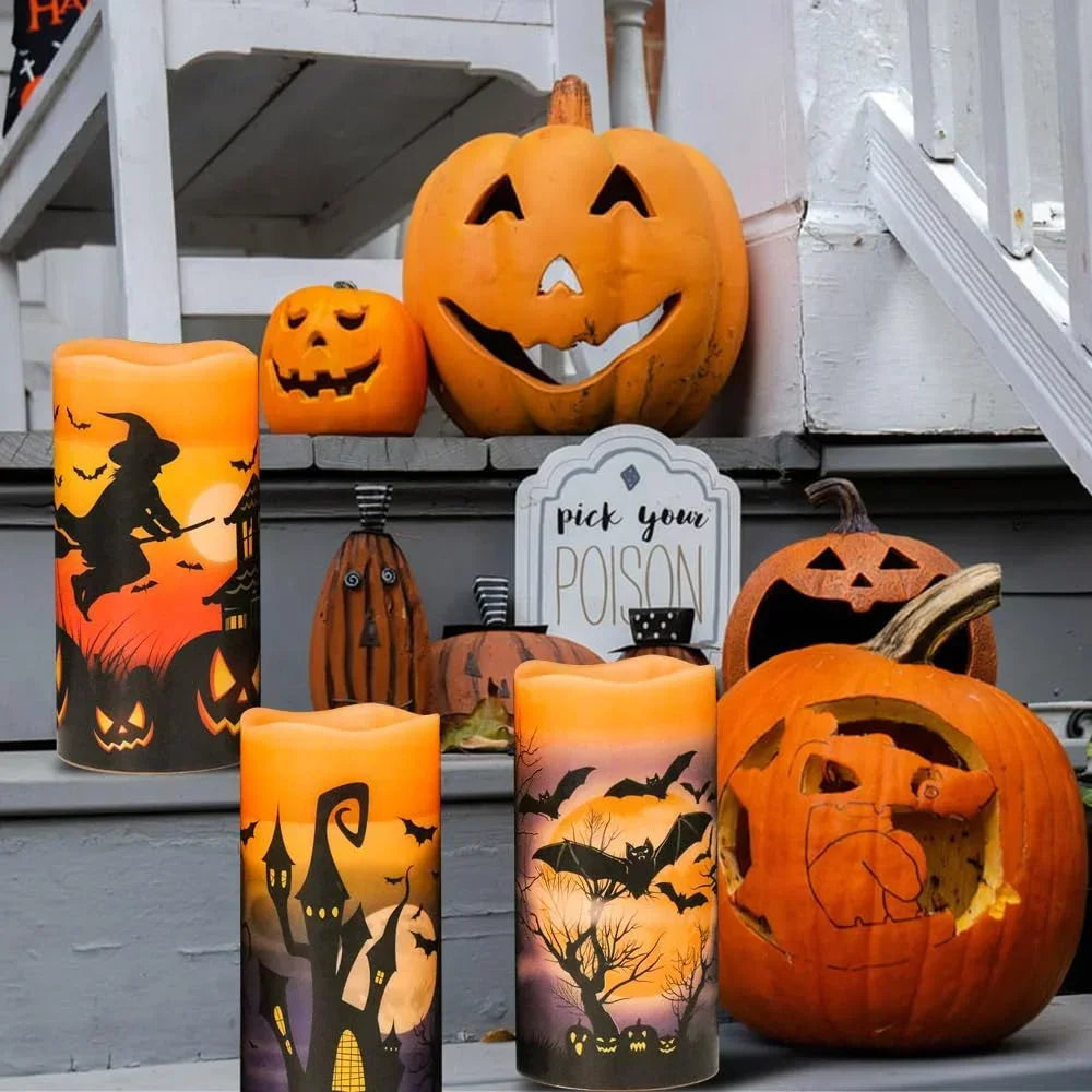Spooktacular LED Candle Set for Halloween Decor