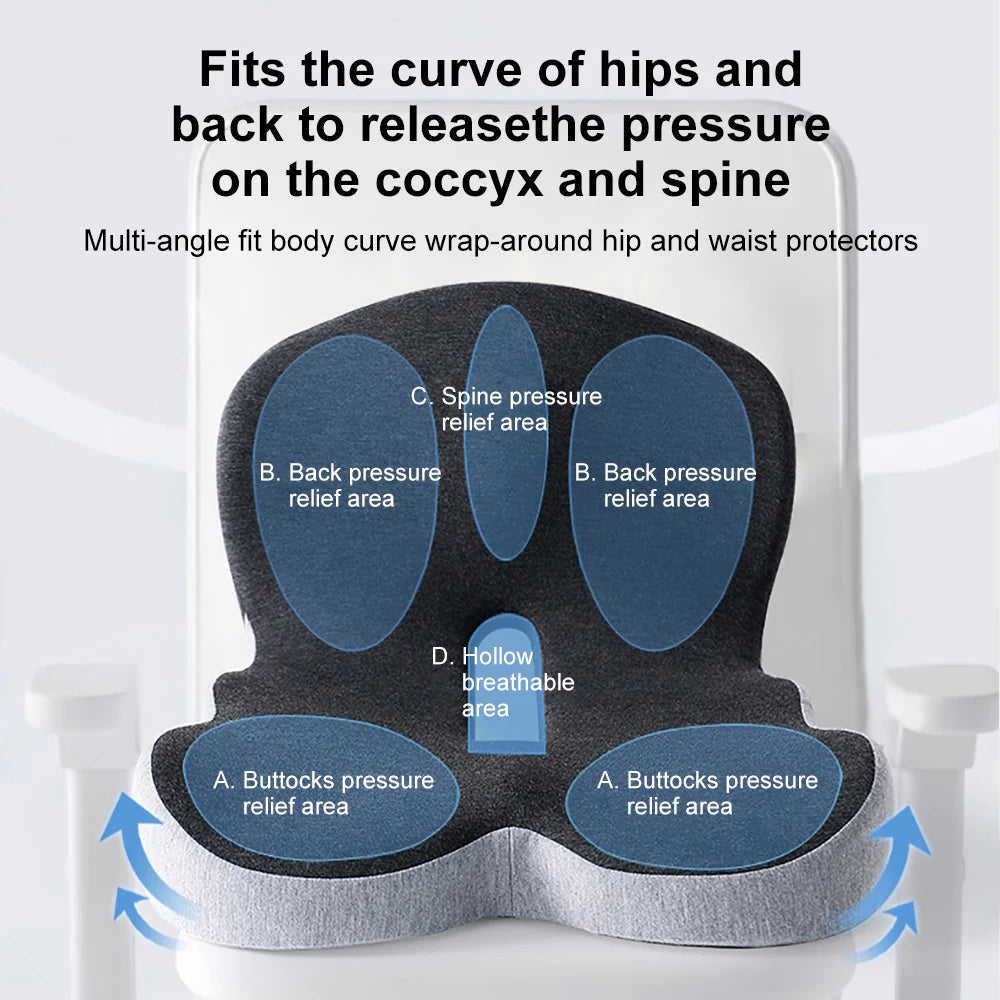 Ergonomic Memory Foam Back Support Seat Cushion