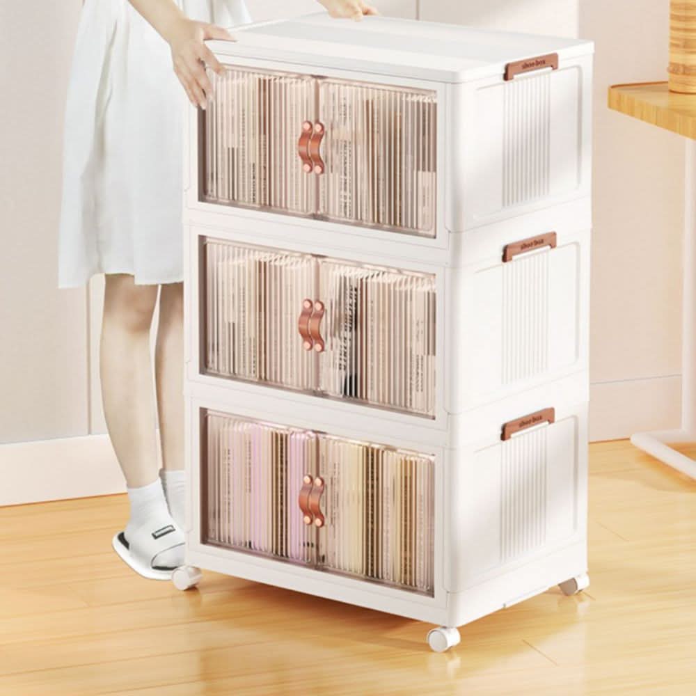 Versatile Stacking Storage Bins with Transparent Fronts