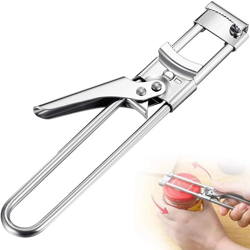 Versatile Stainless Steel Jar Opener with Adjustable Grip