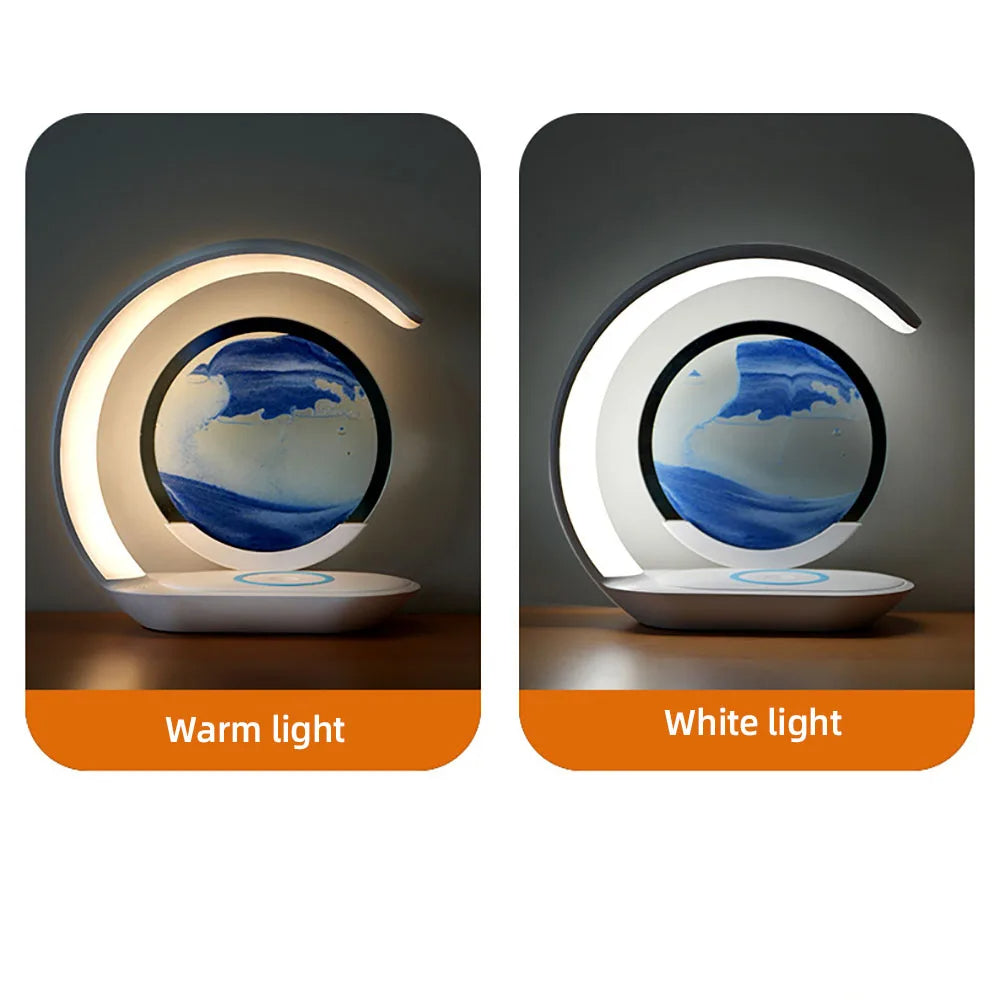 Elegant 3D Sandflow Lamp with Wireless Charging Feature