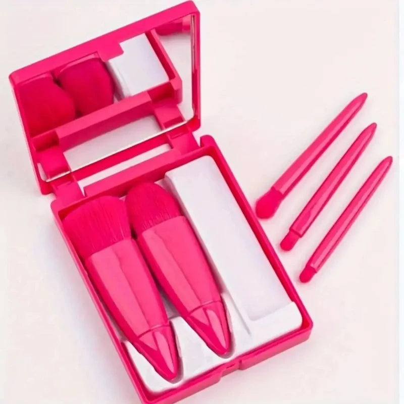 Compact Beauty Brush Kit with Travel Mirror