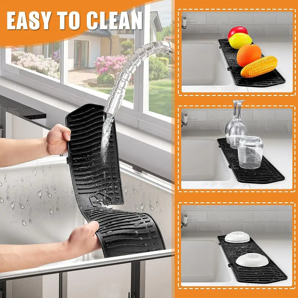 Silicone Splash Shield for a Tidy Kitchen Sink Area