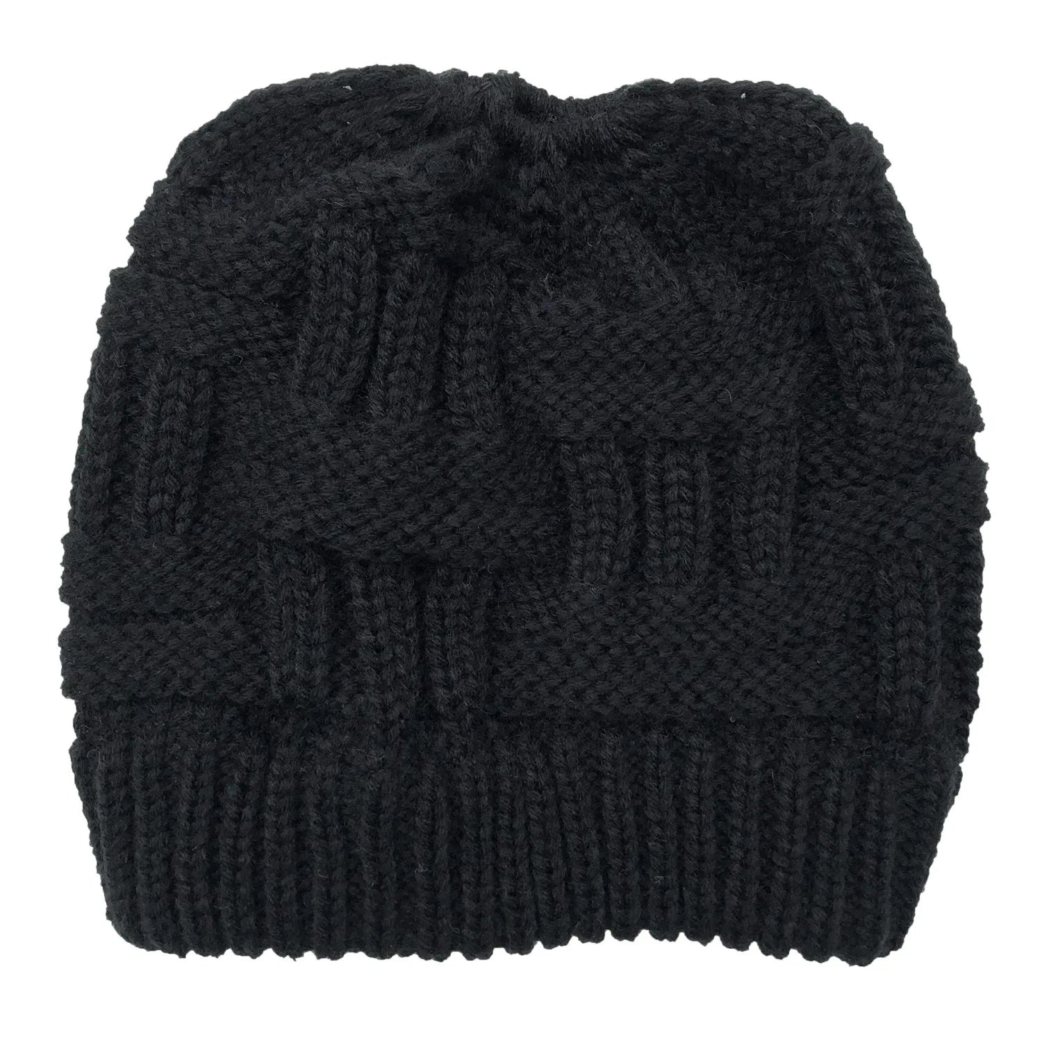 Chic Winter Knit Beanie for Ponytails - Stylish & Cozy