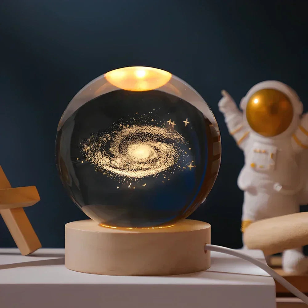 Celestial 3D Crystal Sphere with Engraved Design