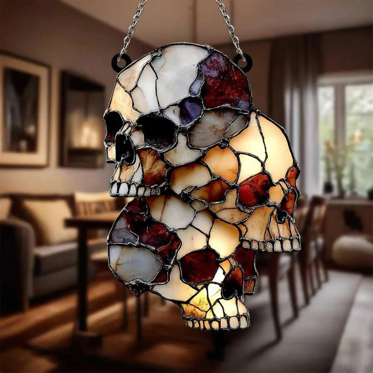 Gothic Glow Skull Pendant for Halloween Decor