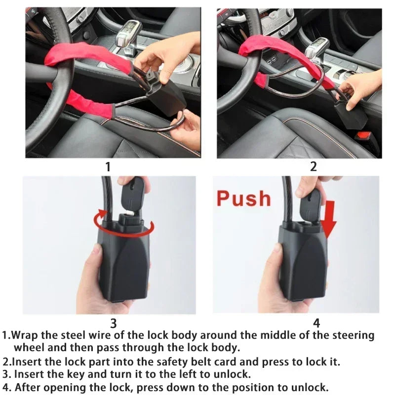 All-in-One Vehicle Security Lock with Belt Protection