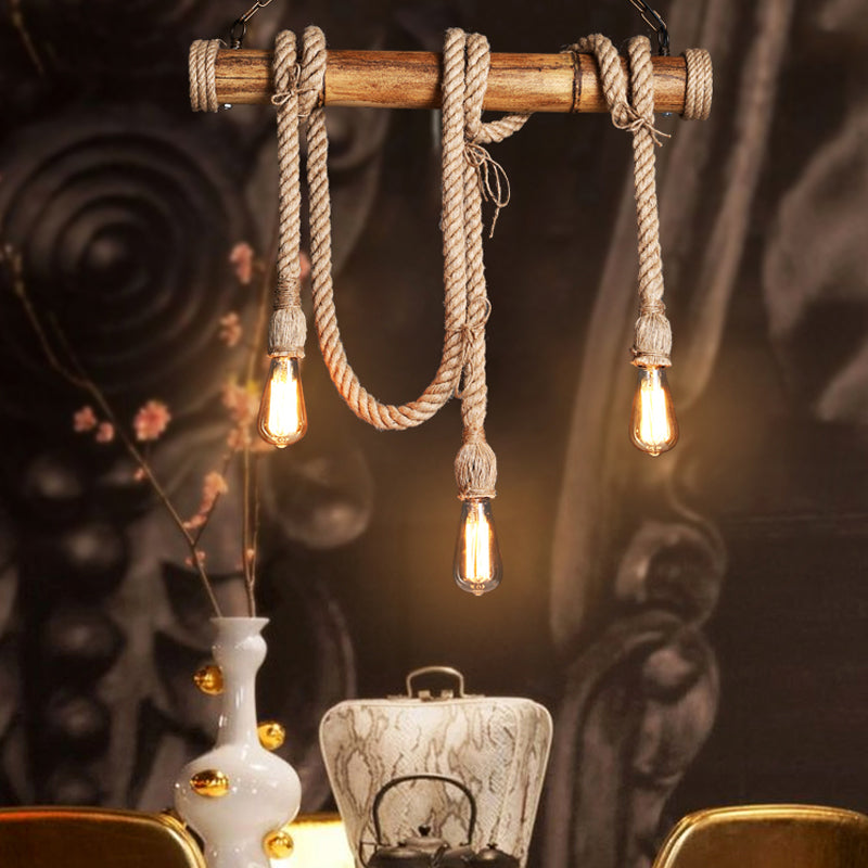 Eco-Friendly Bamboo Hanging Light with Industrial Rope Style