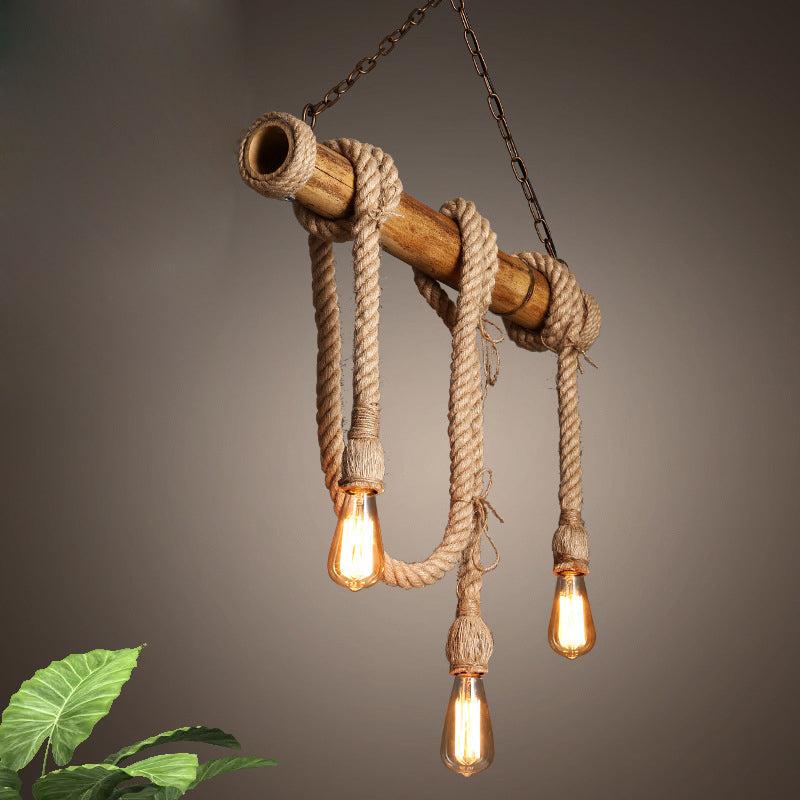 Eco-Friendly Bamboo Hanging Light with Industrial Rope Style