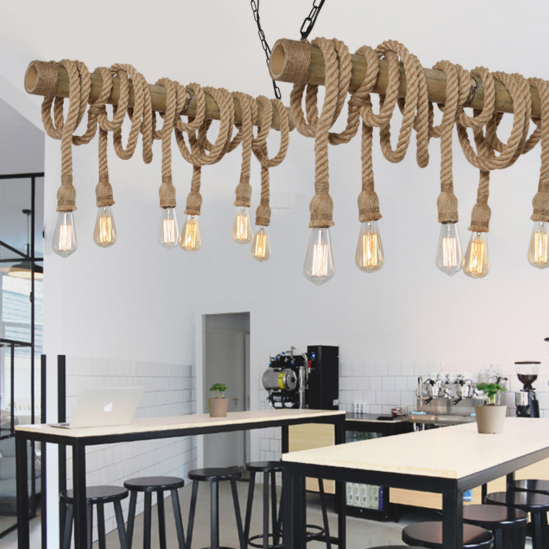 Eco-Friendly Bamboo Hanging Light with Industrial Rope Style