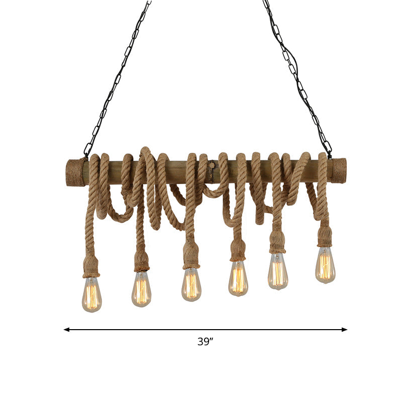 Eco-Friendly Bamboo Hanging Light with Industrial Rope Style