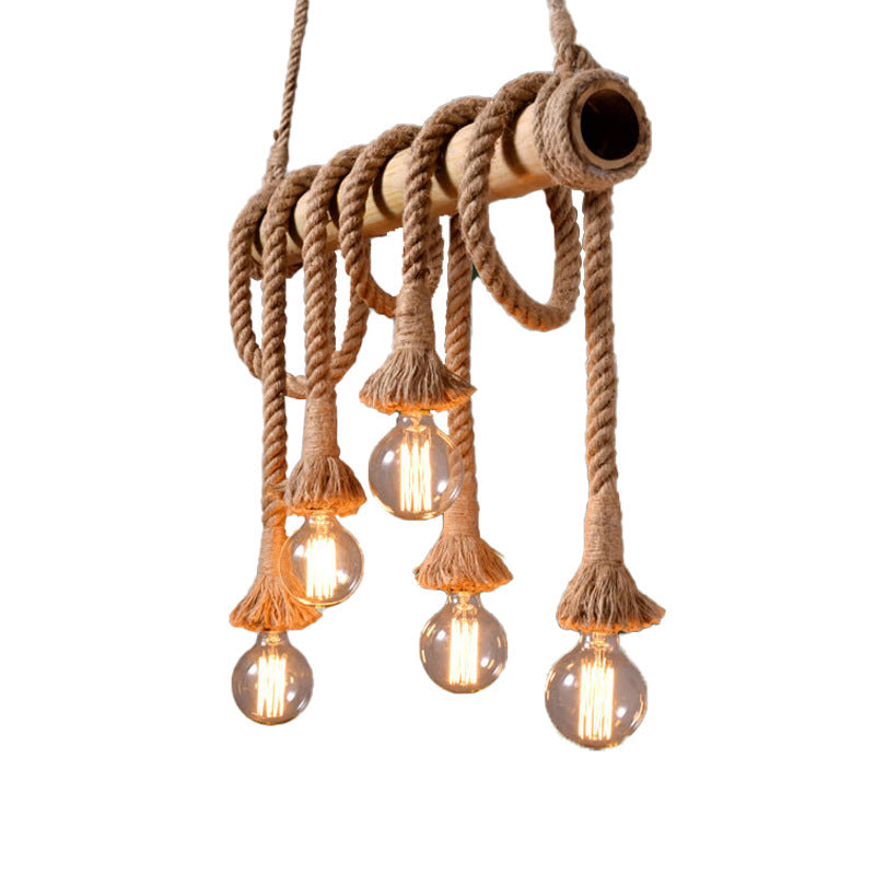 Eco-Friendly Bamboo Hanging Light with Industrial Rope Style