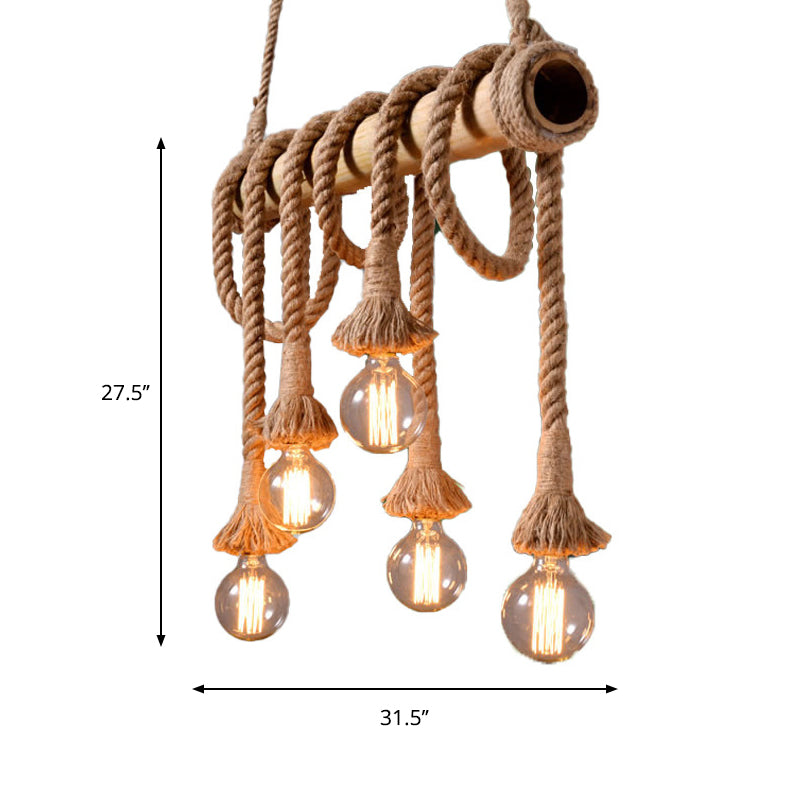 Eco-Friendly Bamboo Hanging Light with Industrial Rope Style