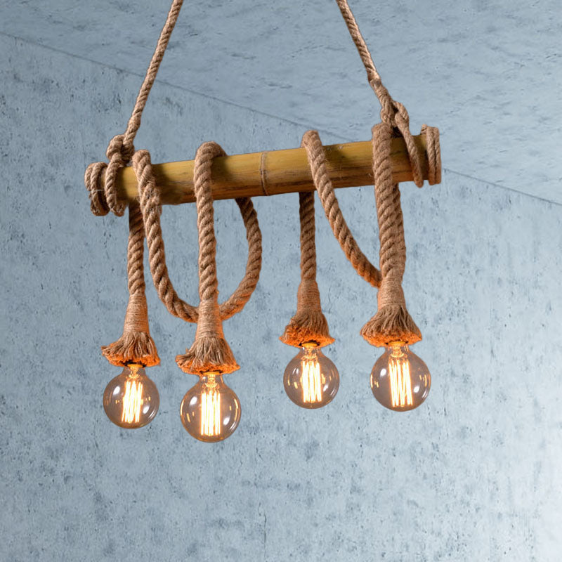 Eco-Friendly Bamboo Hanging Light with Industrial Rope Style