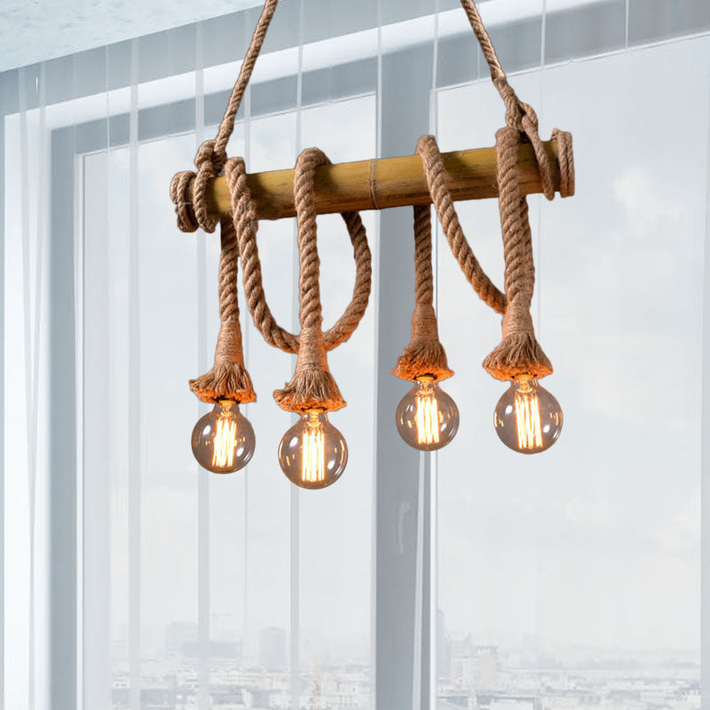Eco-Friendly Bamboo Hanging Light with Industrial Rope Style
