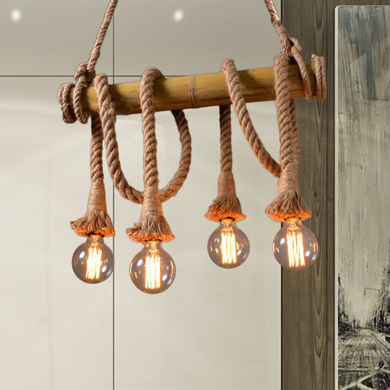 Eco-Friendly Bamboo Hanging Light with Industrial Rope Style