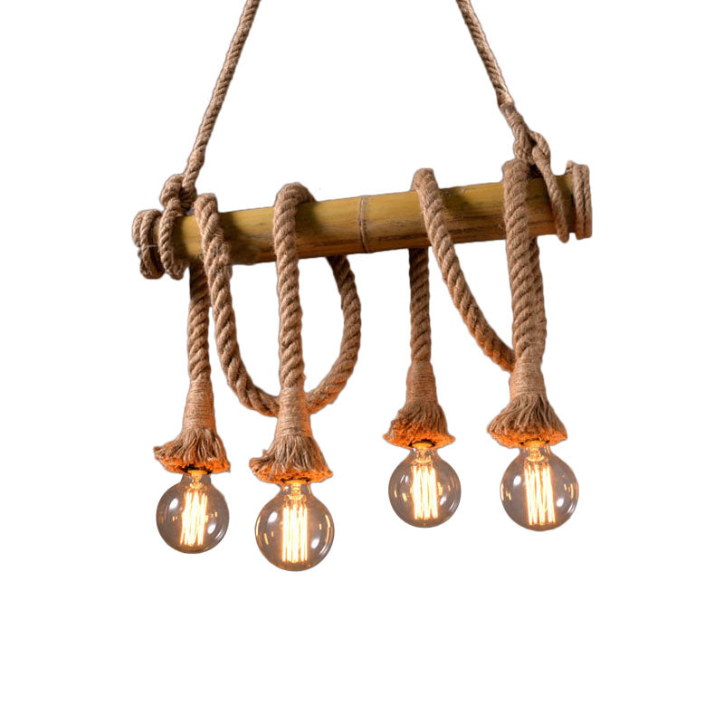 Eco-Friendly Bamboo Hanging Light with Industrial Rope Style