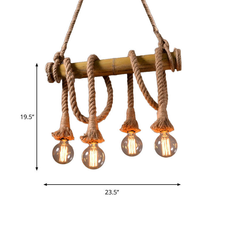 Eco-Friendly Bamboo Hanging Light with Industrial Rope Style