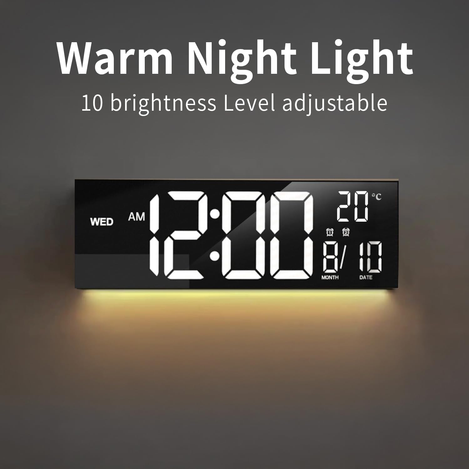 16-Inch RGB Digital Alarm Clock for Wall and Table with Remote Control