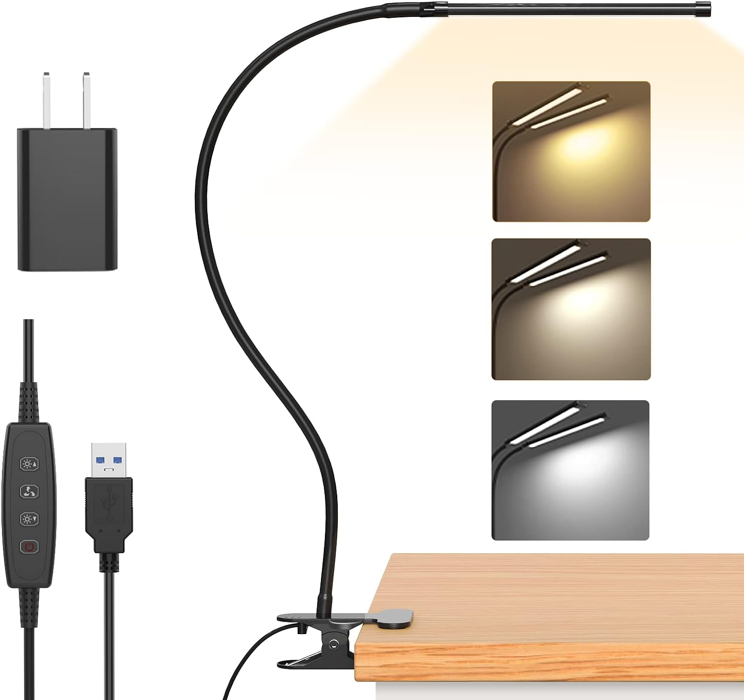 Flexible Gooseneck Desk Lamp with 77 LEDs and USB Power