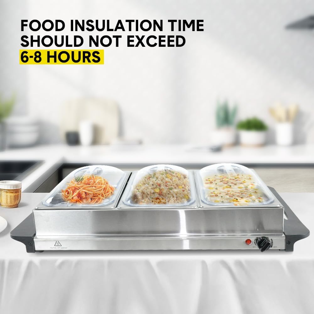 Food Warmer with Three 2.5-Liter Containers and Temperature Control