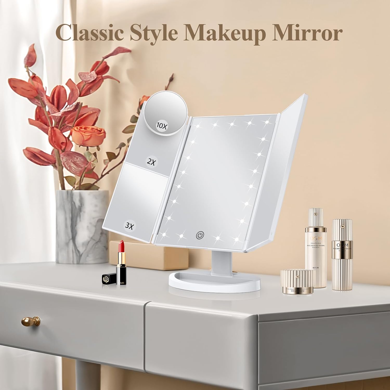 IlluminePro Tri-Fold Lighted Makeup Mirror