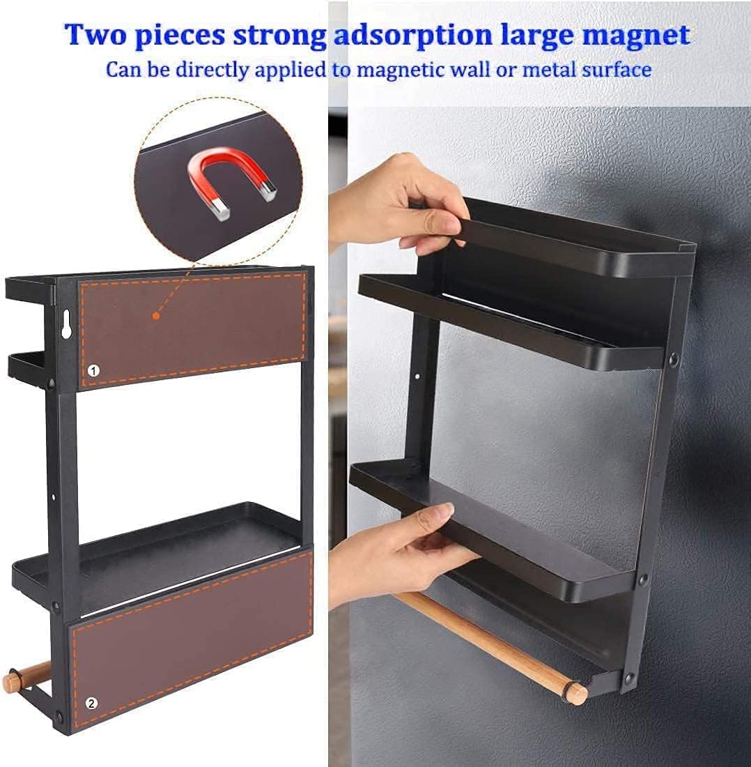 Kitchen Roll Holder with Magnetic Spice Rack for Refrigerator