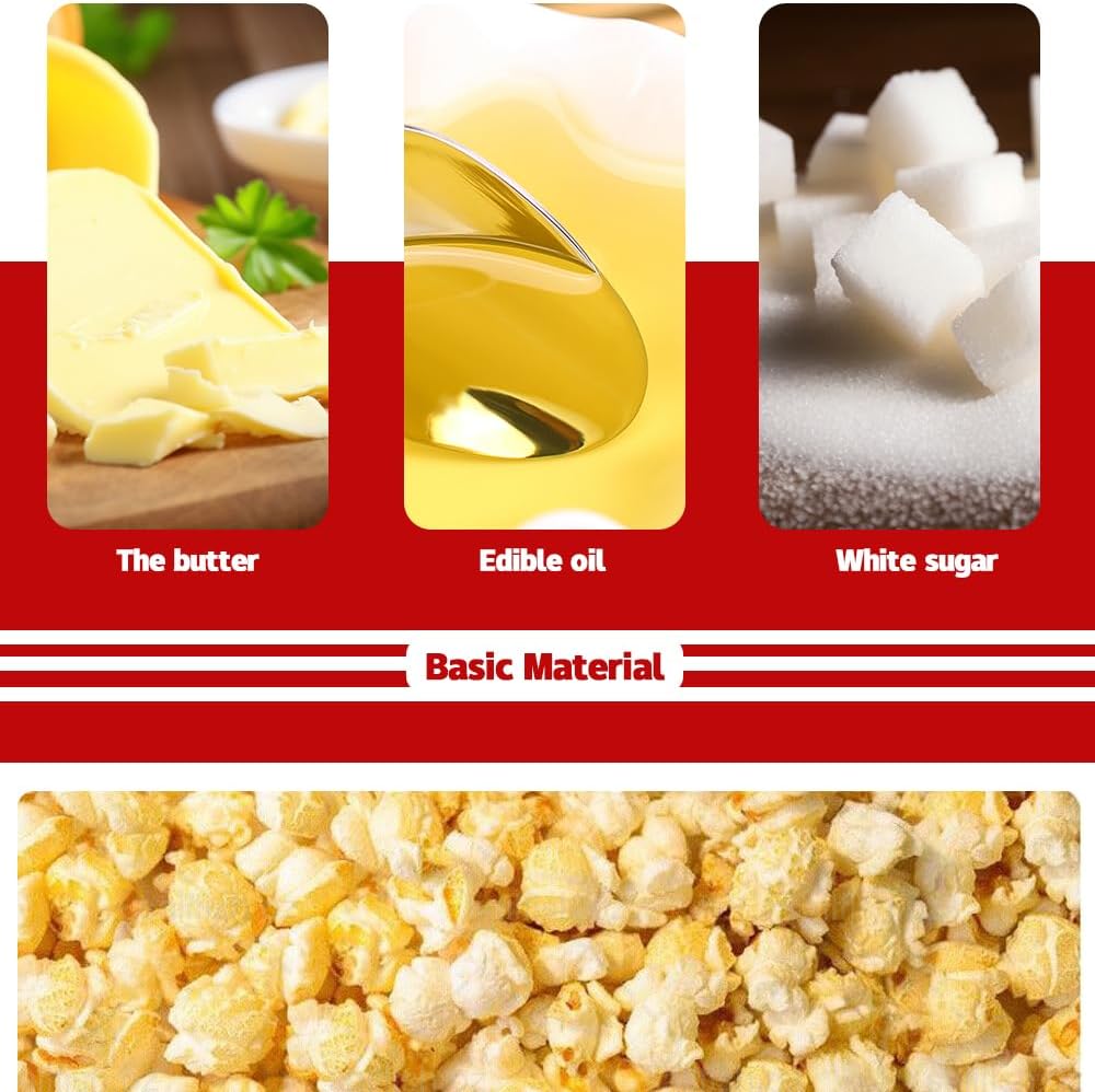 Electric Tabletop Popcorn Machine in Retro Red with Timer