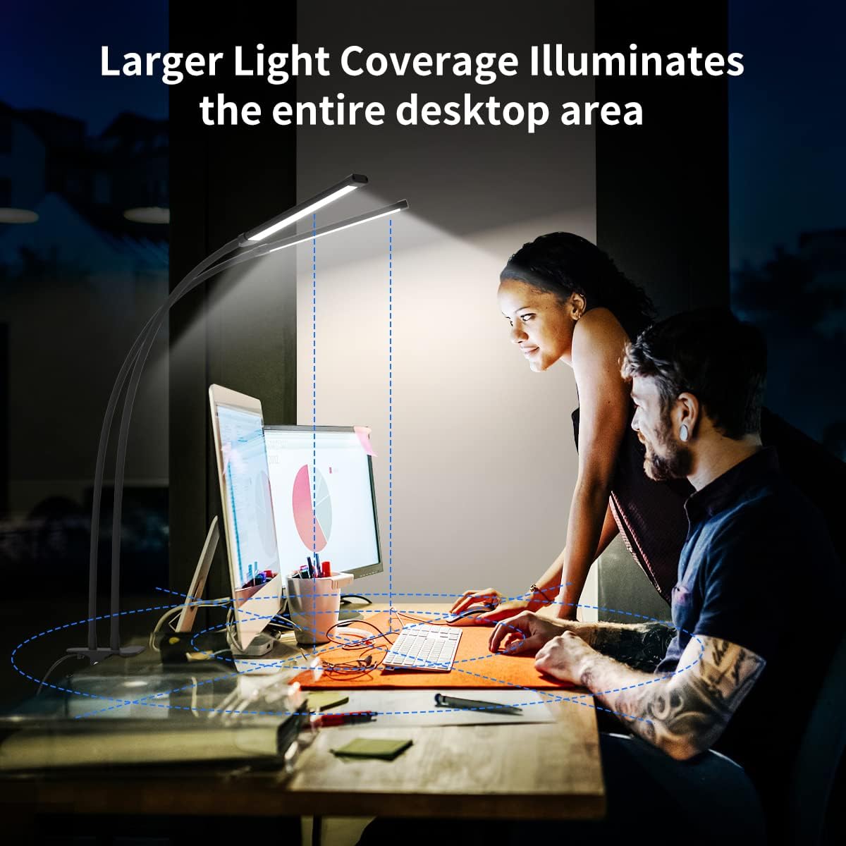 Clip-On Desk Lamp with 77 LEDs and 70 cm Flexible Neck