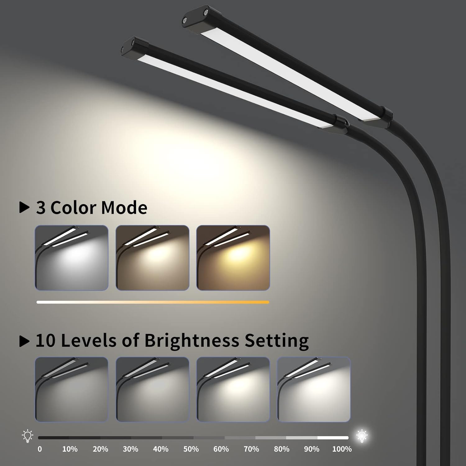 Clip-On Desk Lamp with 77 LEDs and 70 cm Flexible Neck