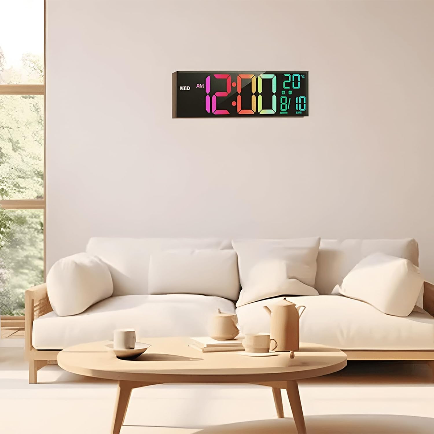 16-Inch RGB Digital Alarm Clock for Wall and Table with Remote Control