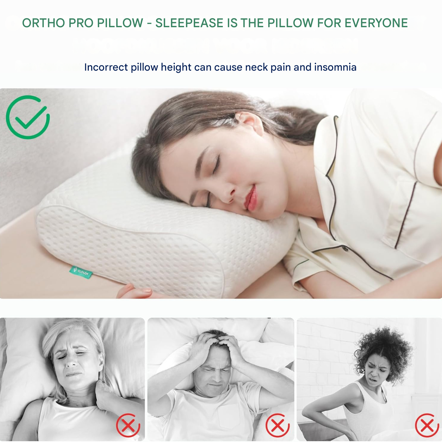 SleepEase Orthopedic Support Pillow