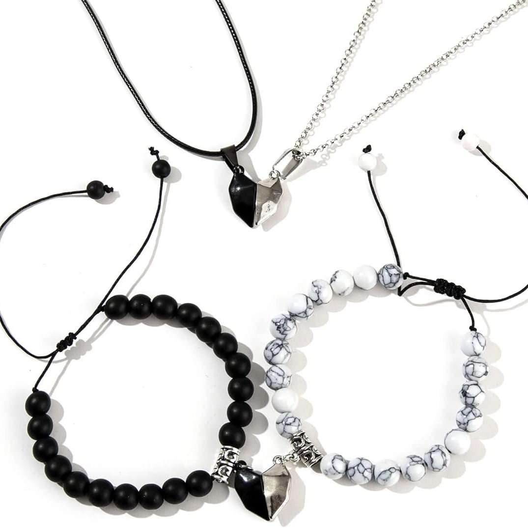 Magnetic Love Duo Necklace and Bracelet Set for Couples