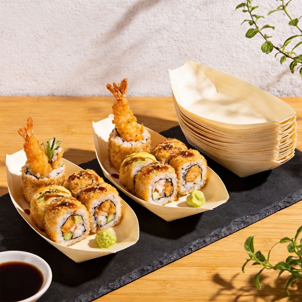 Eco-Friendly Wooden Serving Boats for Stylish Events