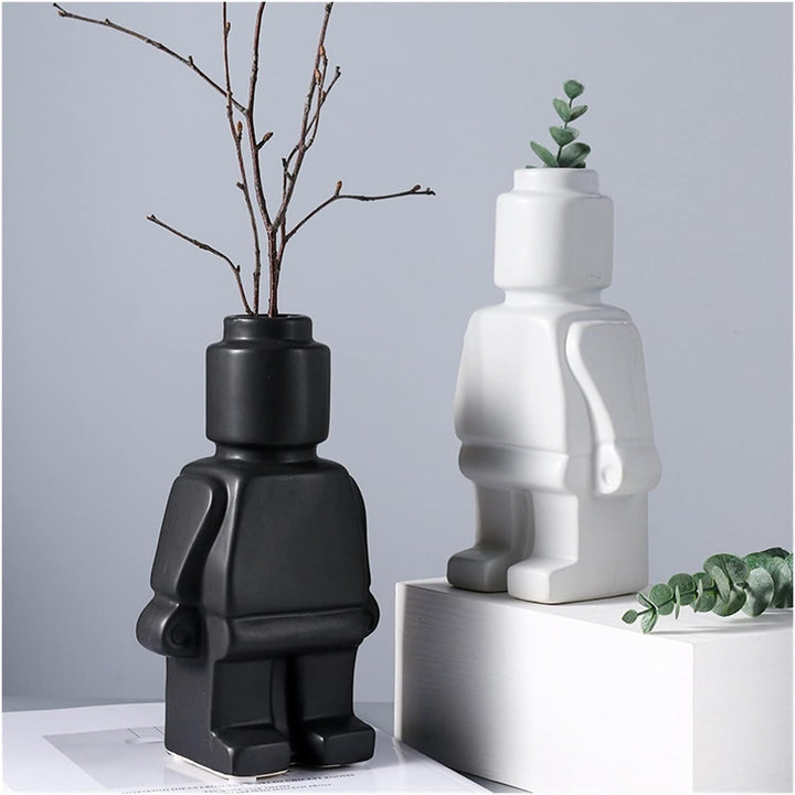 Robot Flower Pots in Ceramic - Brick Design Planters
