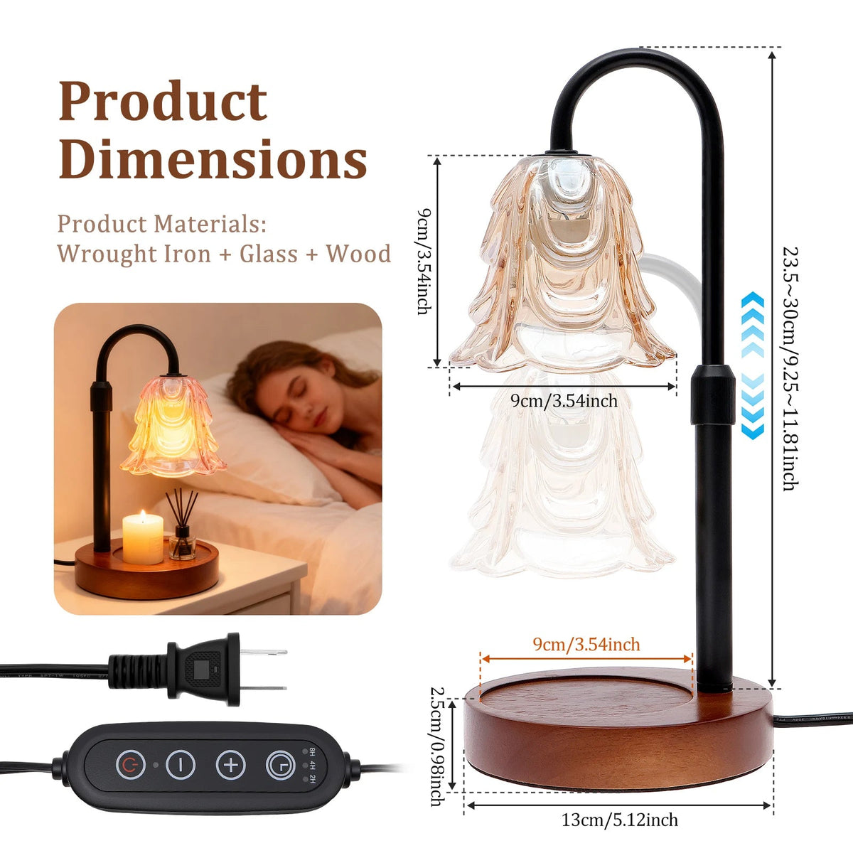 Elegant Adjustable Candle Warmer with Dimming Feature