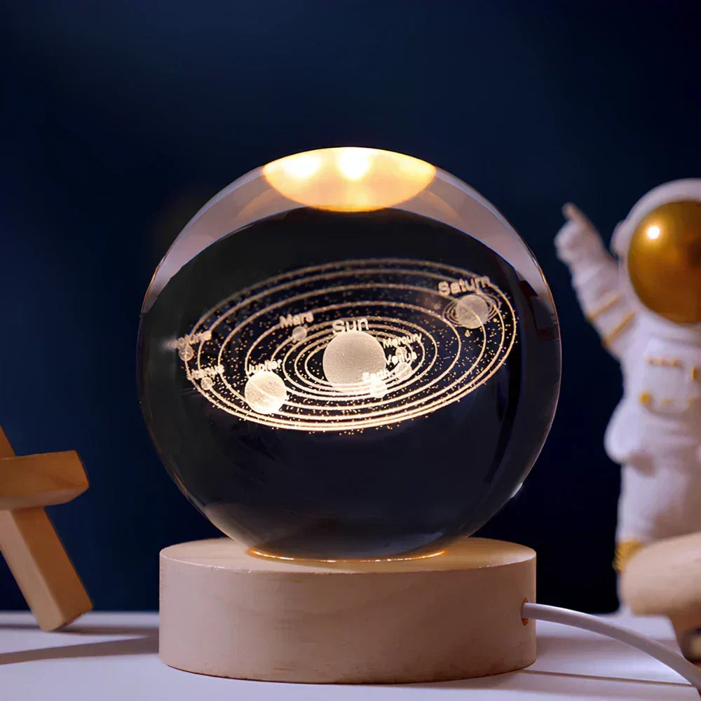 Celestial 3D Crystal Sphere with Engraved Design