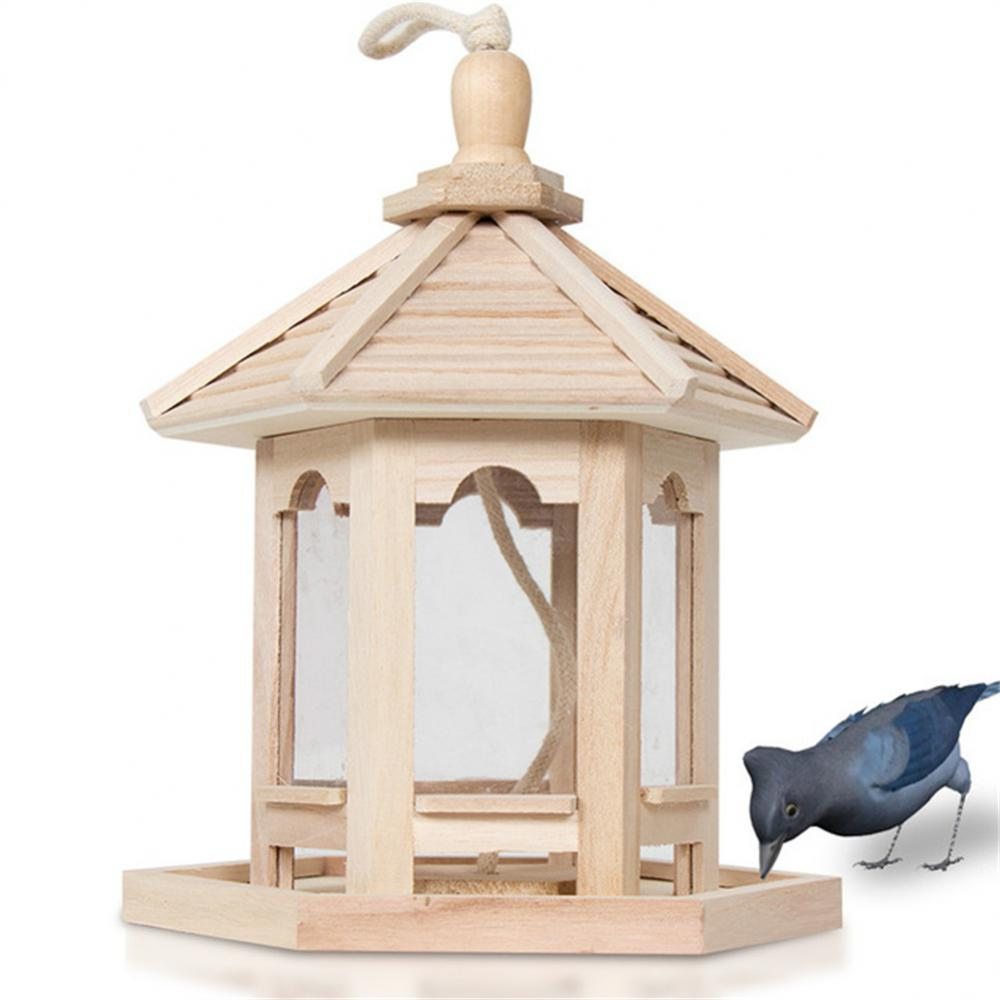 Charming Wooden Bird Feeder with Clear Viewing Panel
