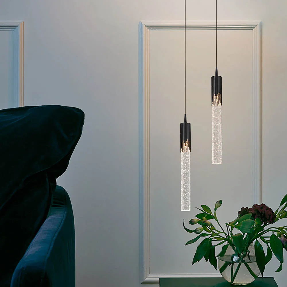 Cylindrical Glass Pendant Light Fixture