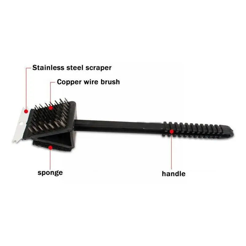 All-in-One Grill Cleaning Tool with Steel Brush and Sponge