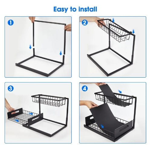 Sliding Organizer for Under Sink – 2-Tier Cabinet Storage