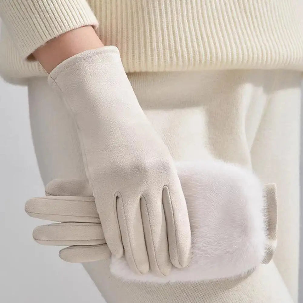 Chic Suede Winter Gloves with Touchscreen Capability