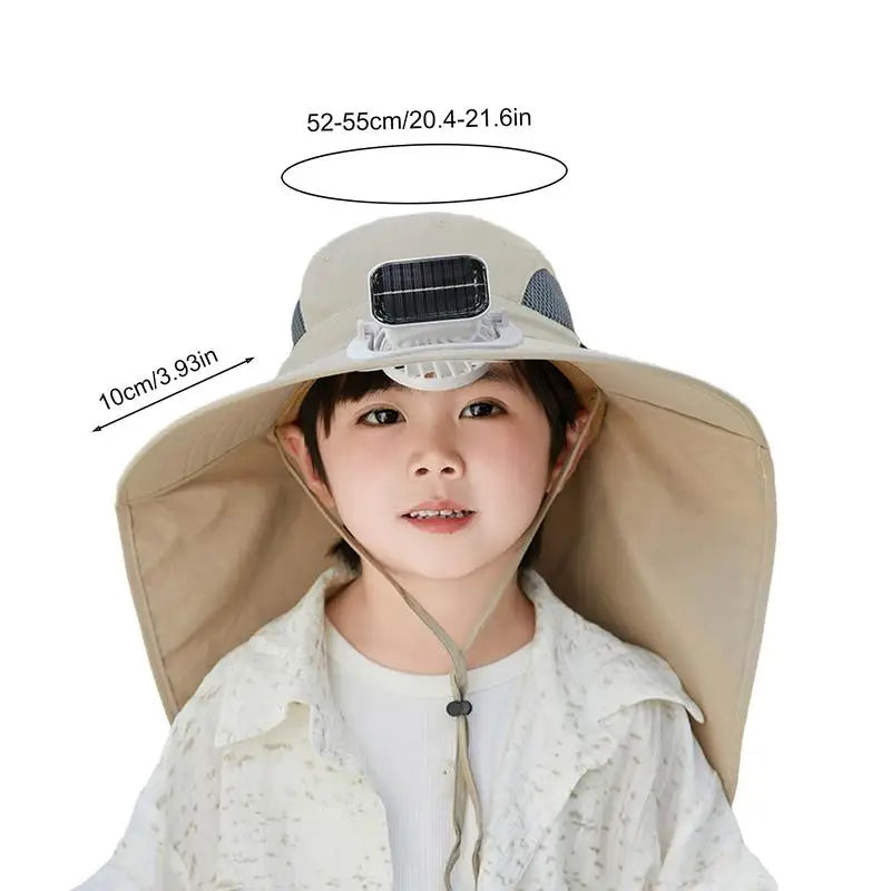 Kids' Adjustable Sunshade Hat with Solar Fan