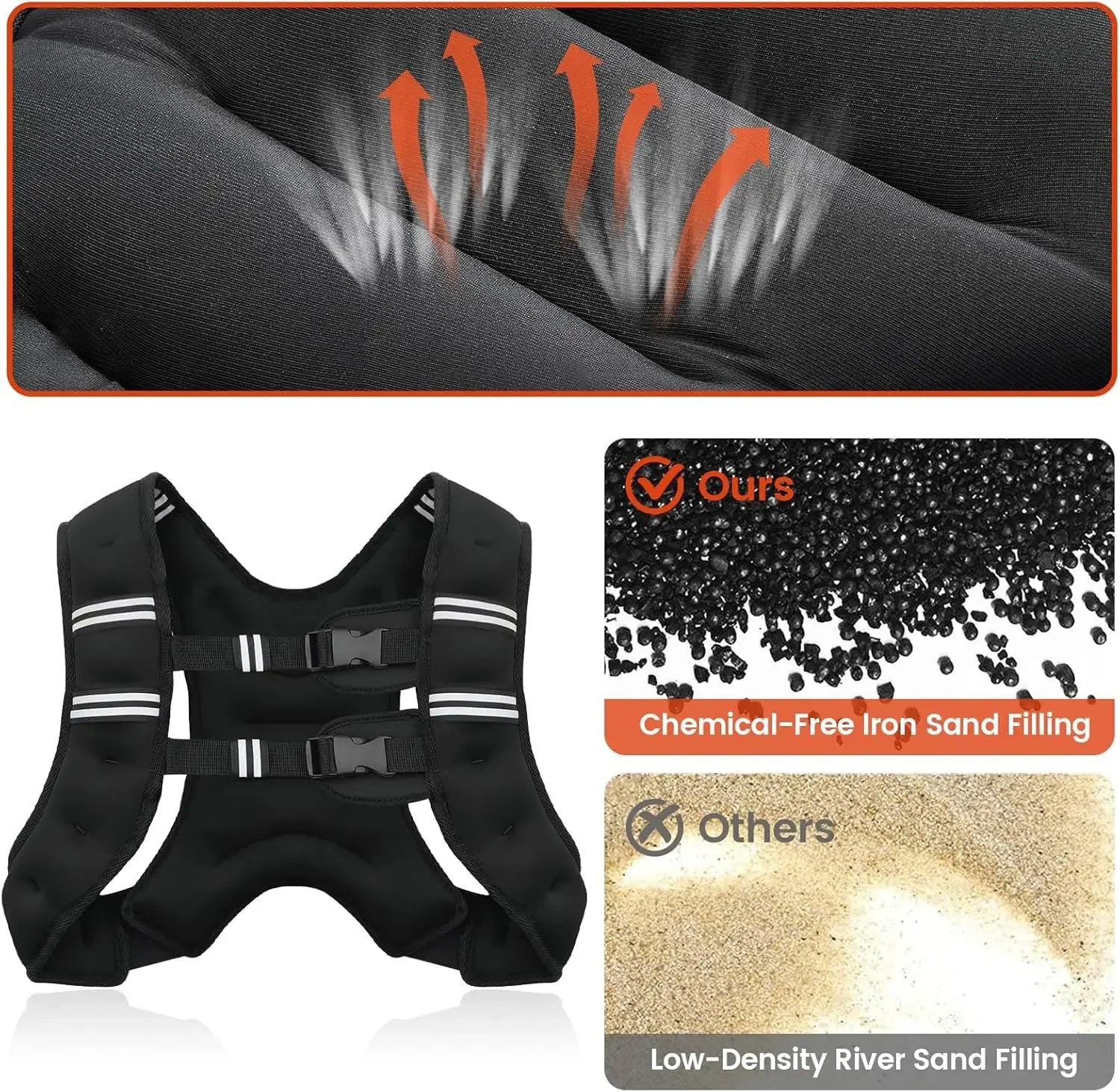 Versatile Fitness Vest with Reflective Trim and Adjustable Weight