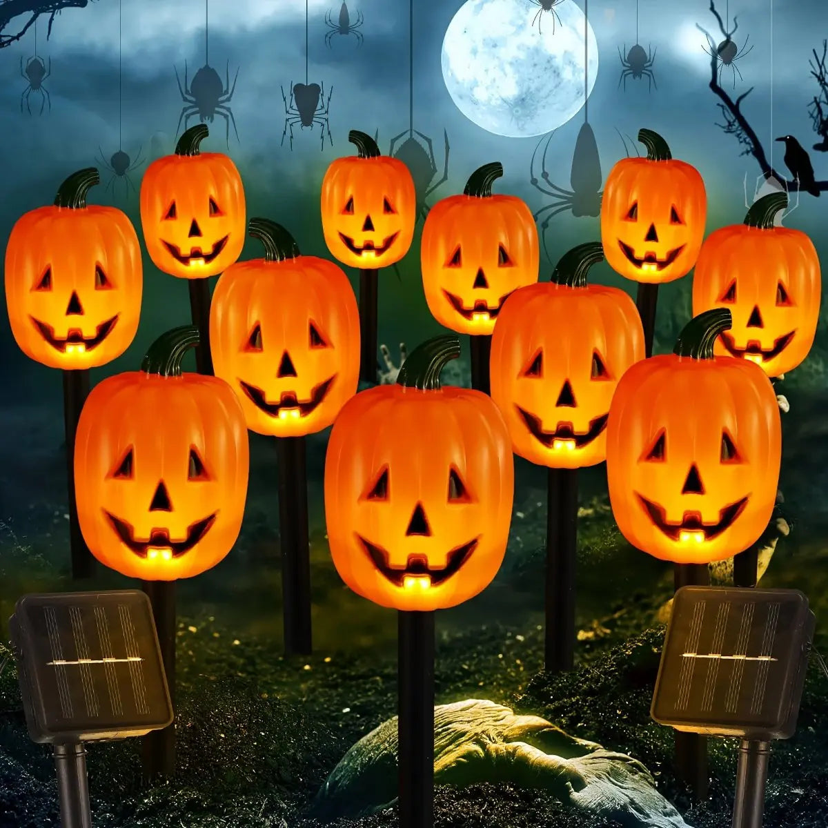 Solar-Powered Halloween Pumpkin & Ghost Light Set