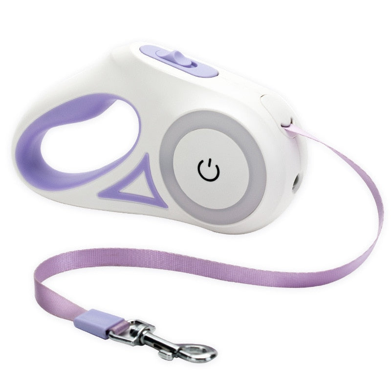 Illuminated Retractable Dog Leash for Safe Night Walks